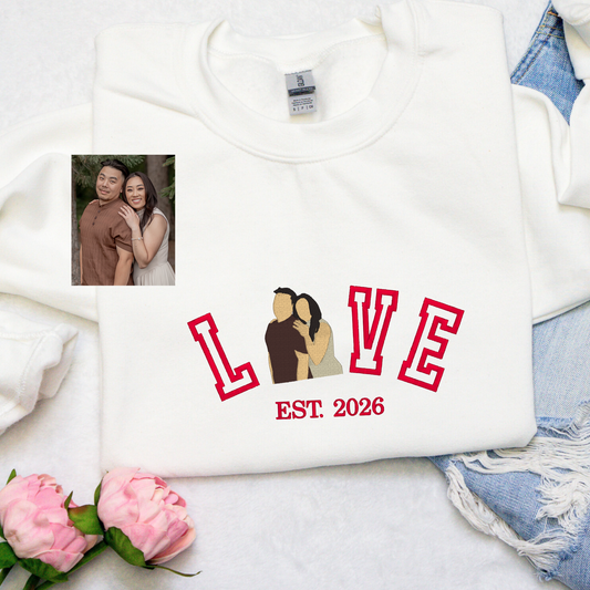 Custom LOVE Portrait Embroidered Crewneck