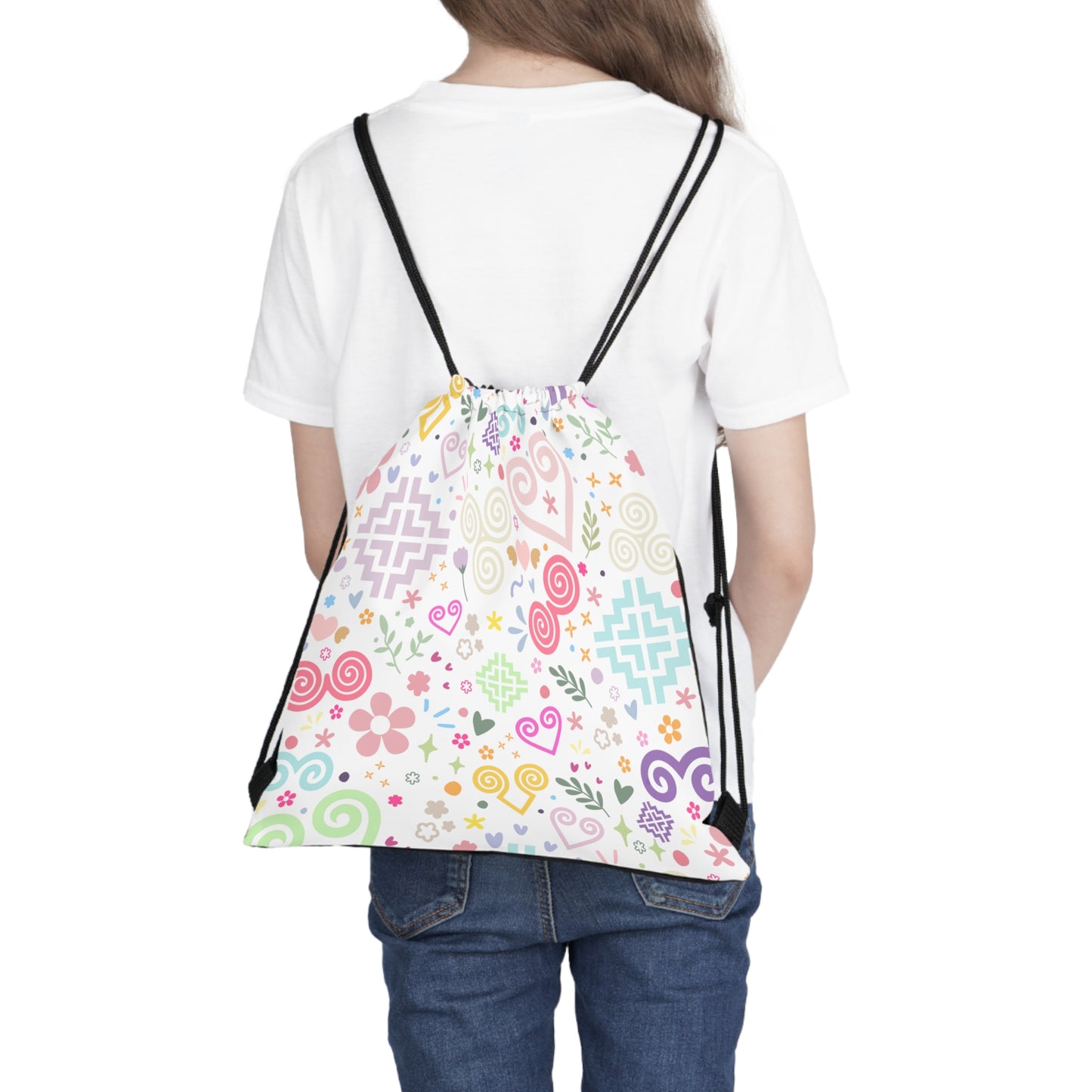 Multi-colored Hmong Girl Drawstring Bag