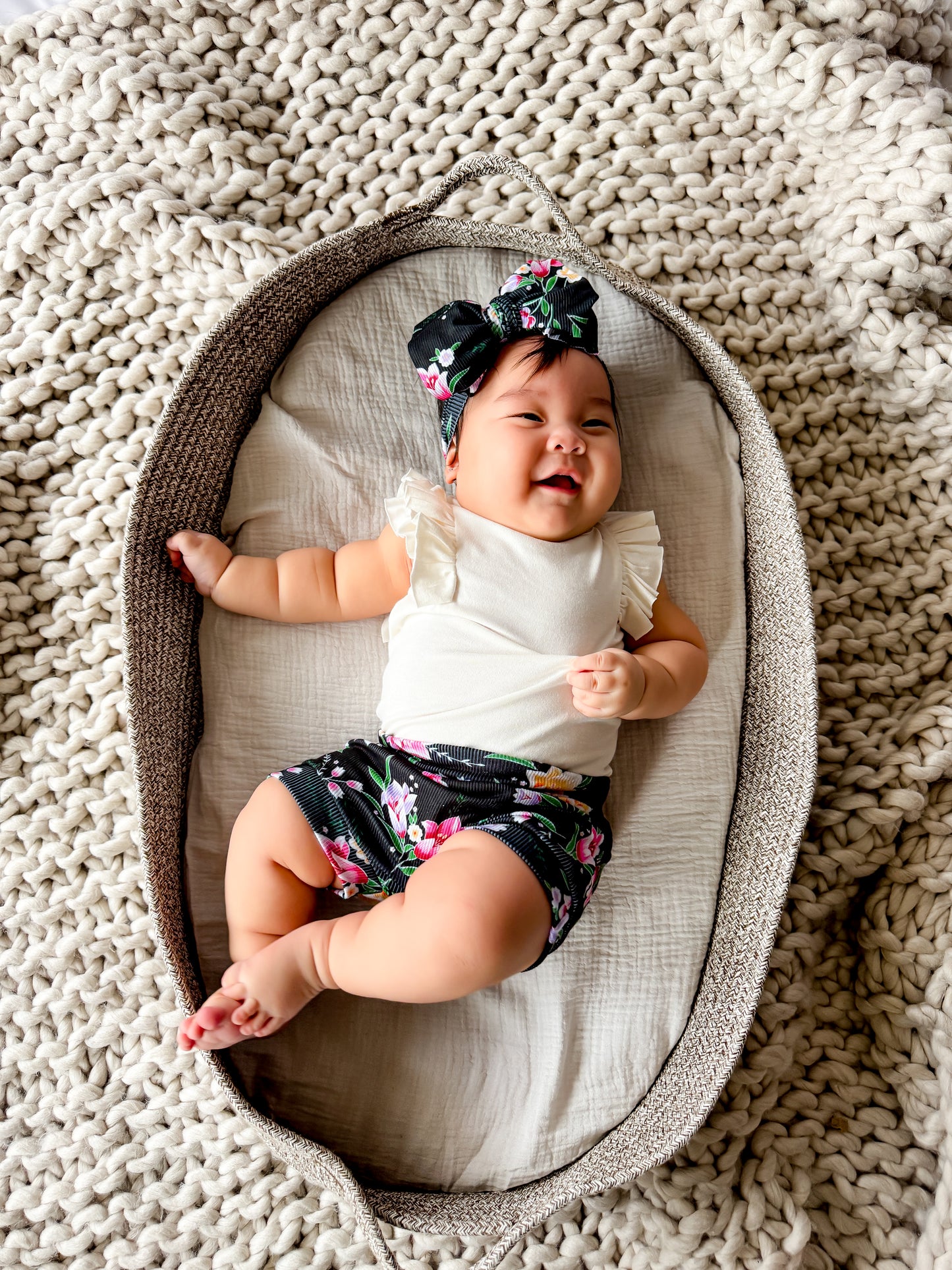 Raven High Waist Rib Knit Bummies & Bow