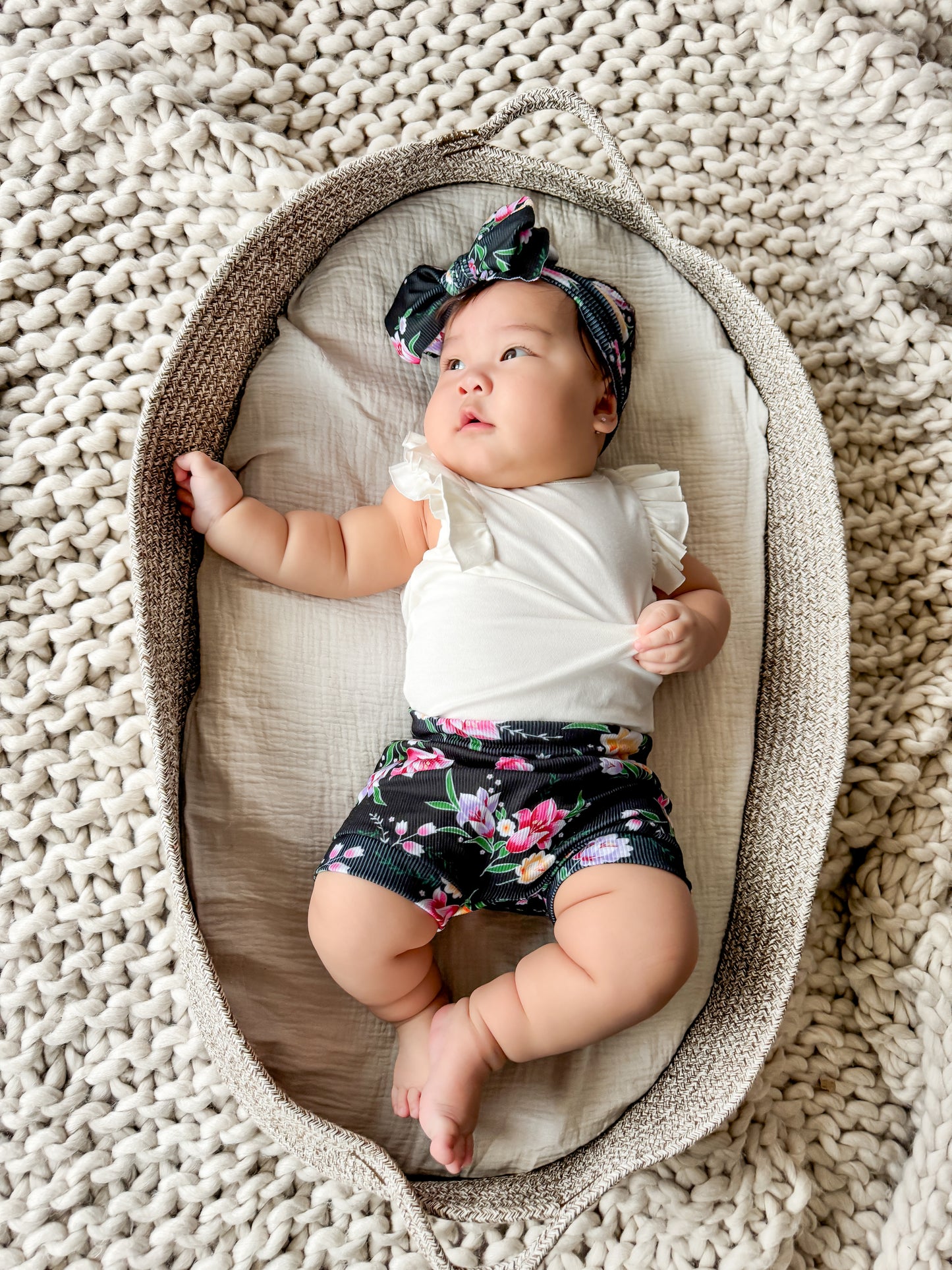 Raven High Waist Rib Knit Bummies & Bow