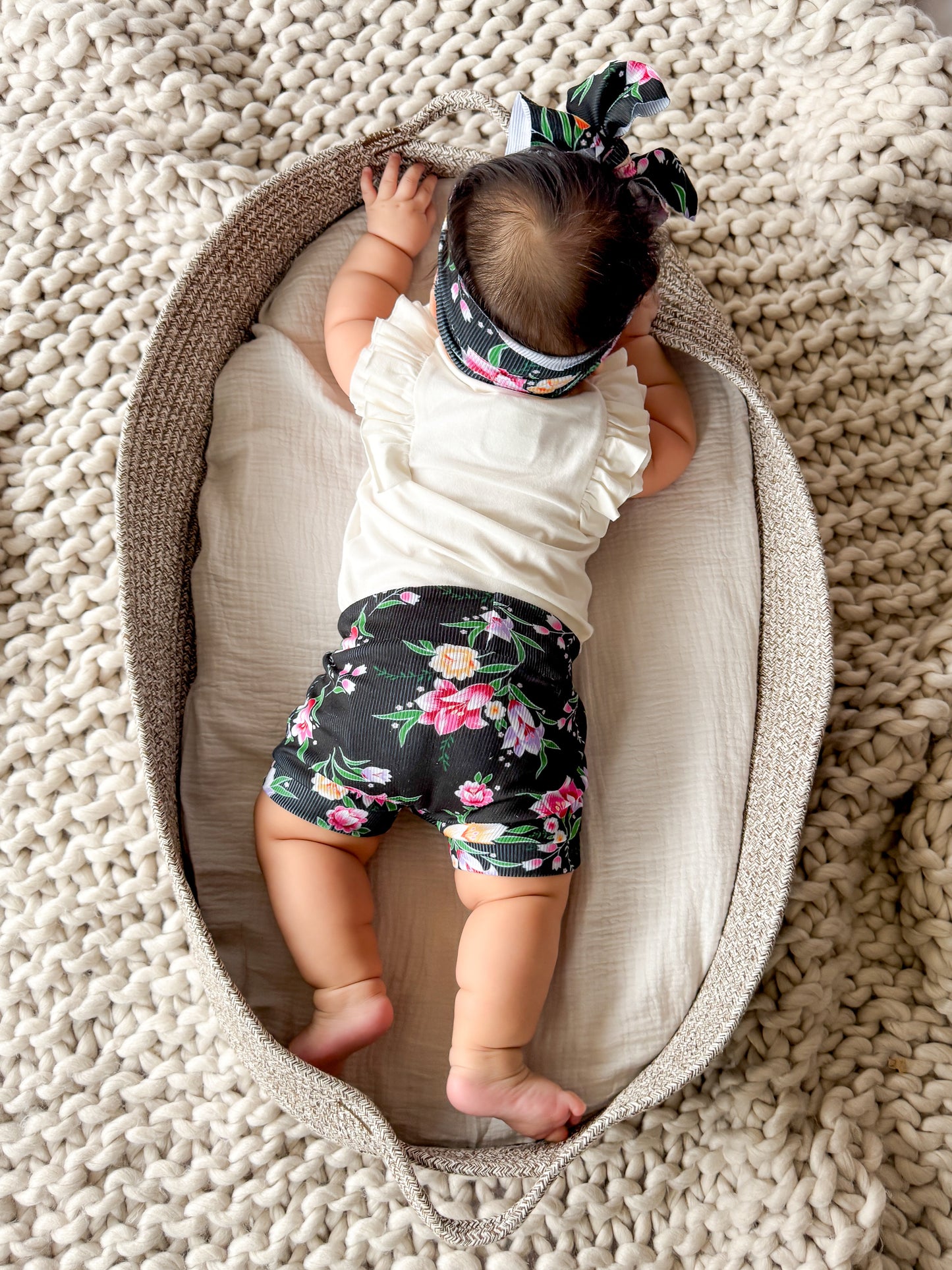Raven High Waist Rib Knit Bummies & Bow