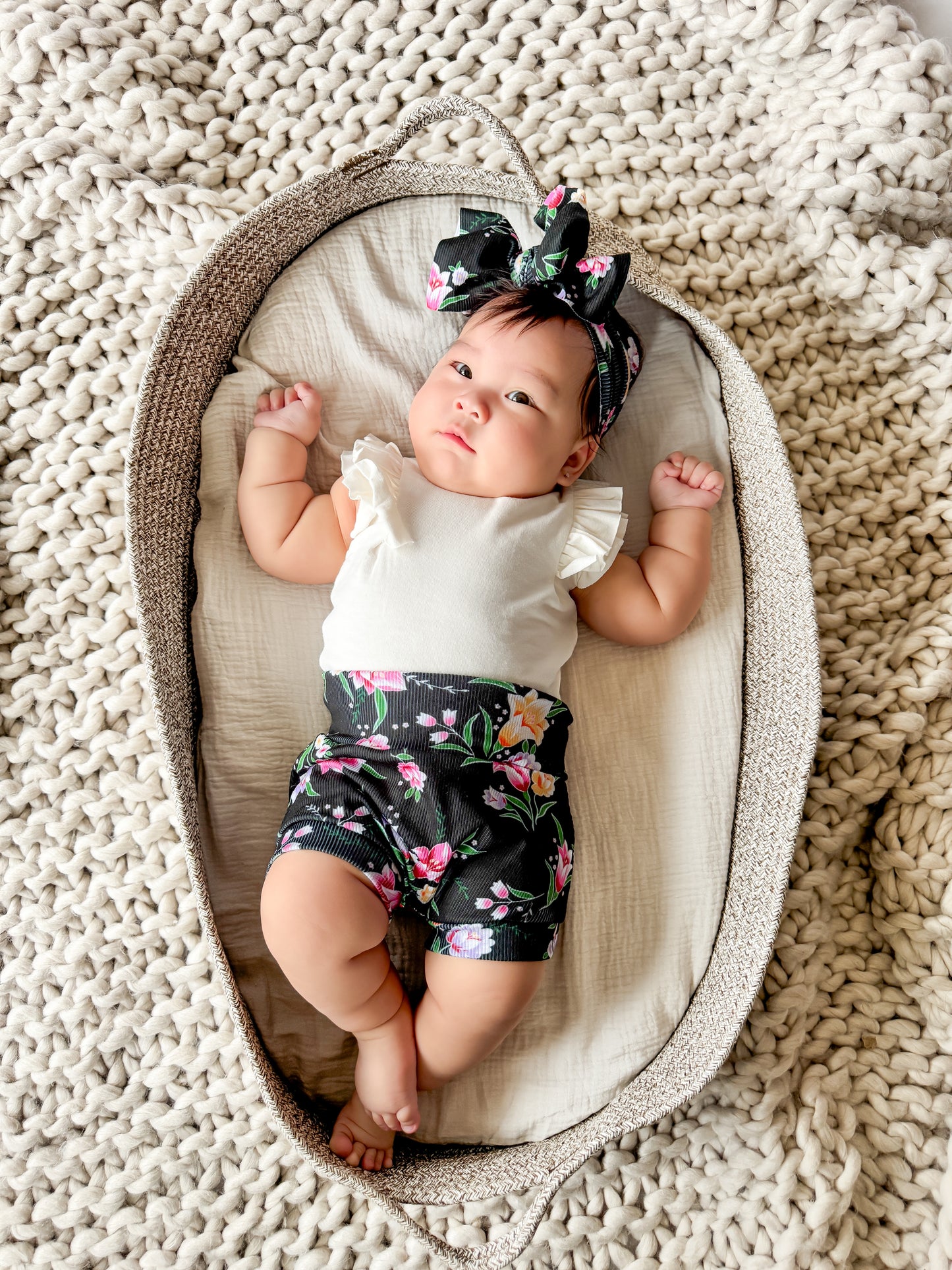 Raven High Waist Rib Knit Bummies & Bow