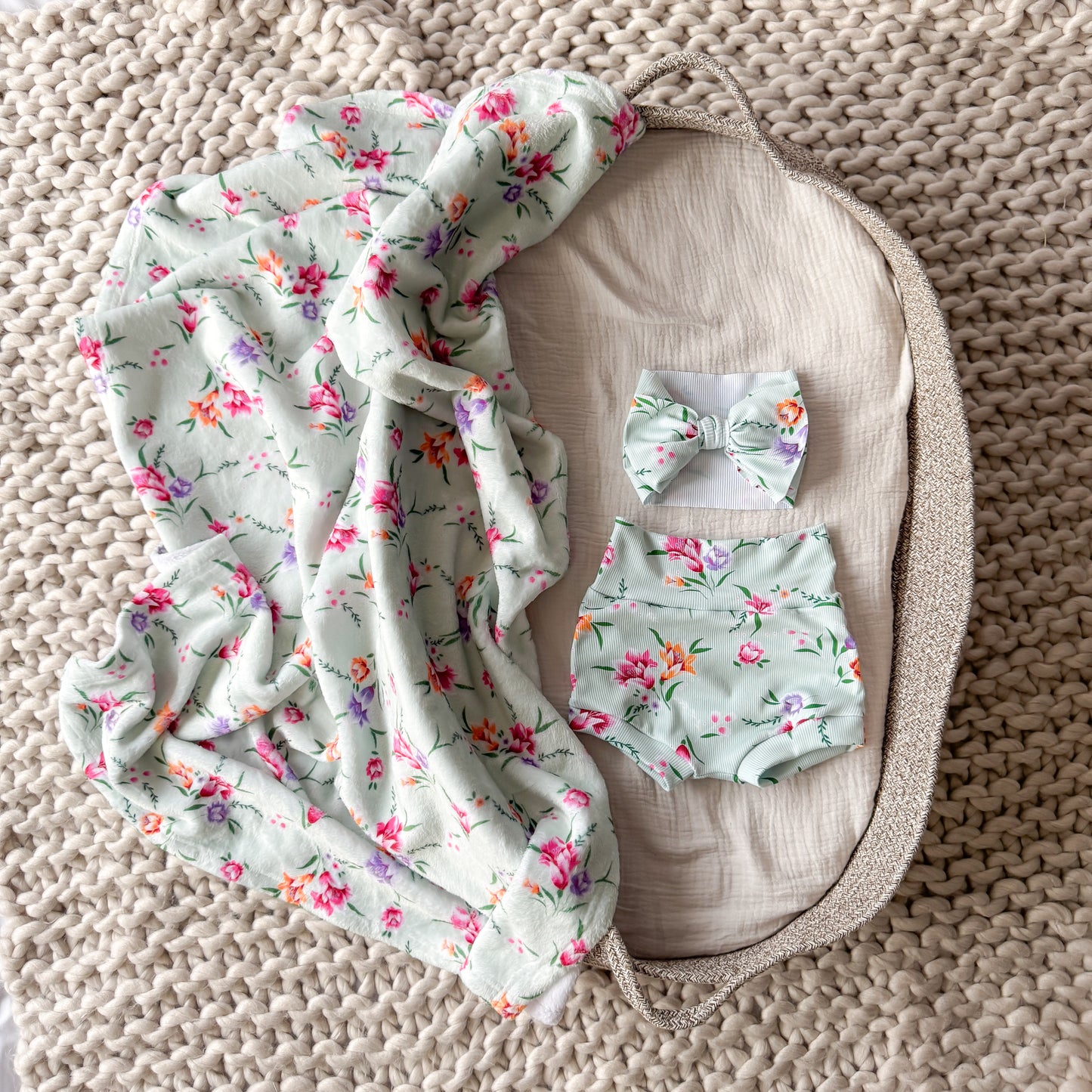 Meadow High Waist Rib Knit Bummies & Bow