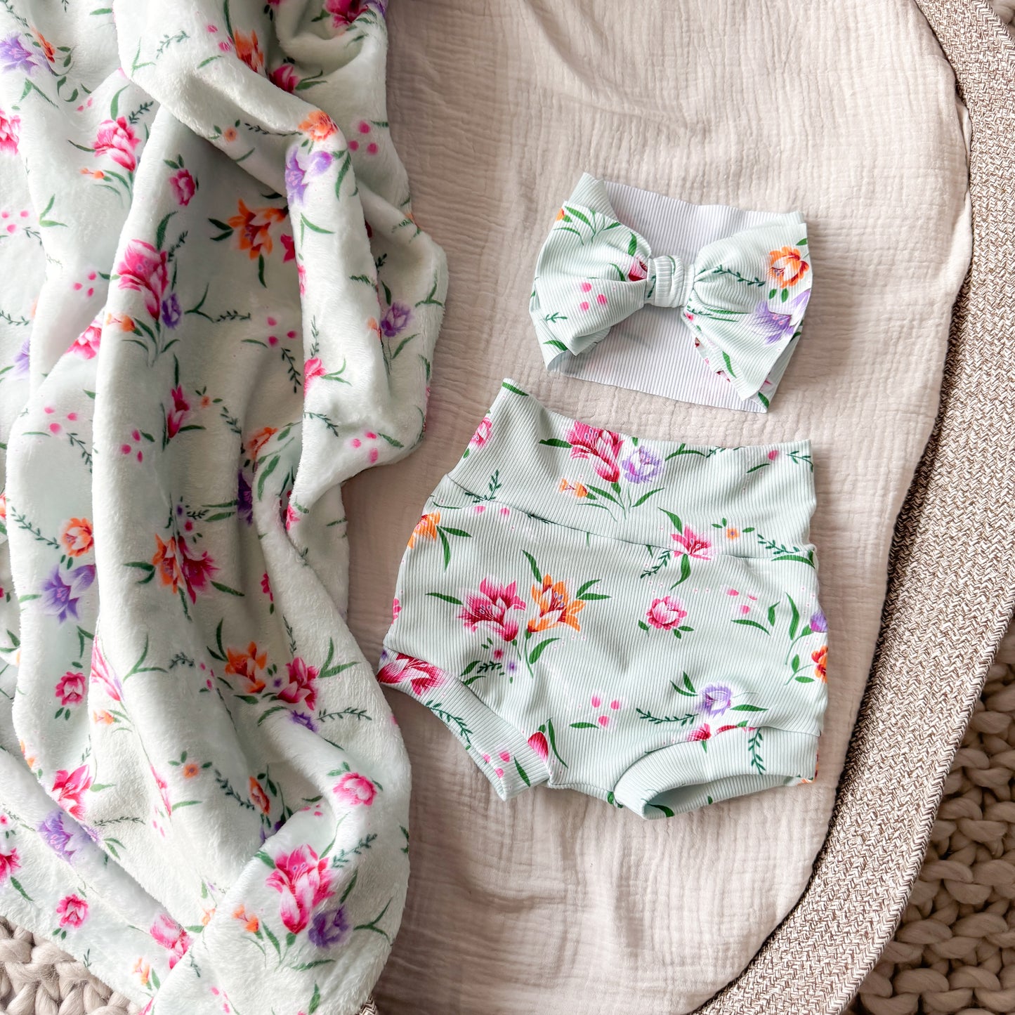 Meadow High Waist Rib Knit Bummies & Bow