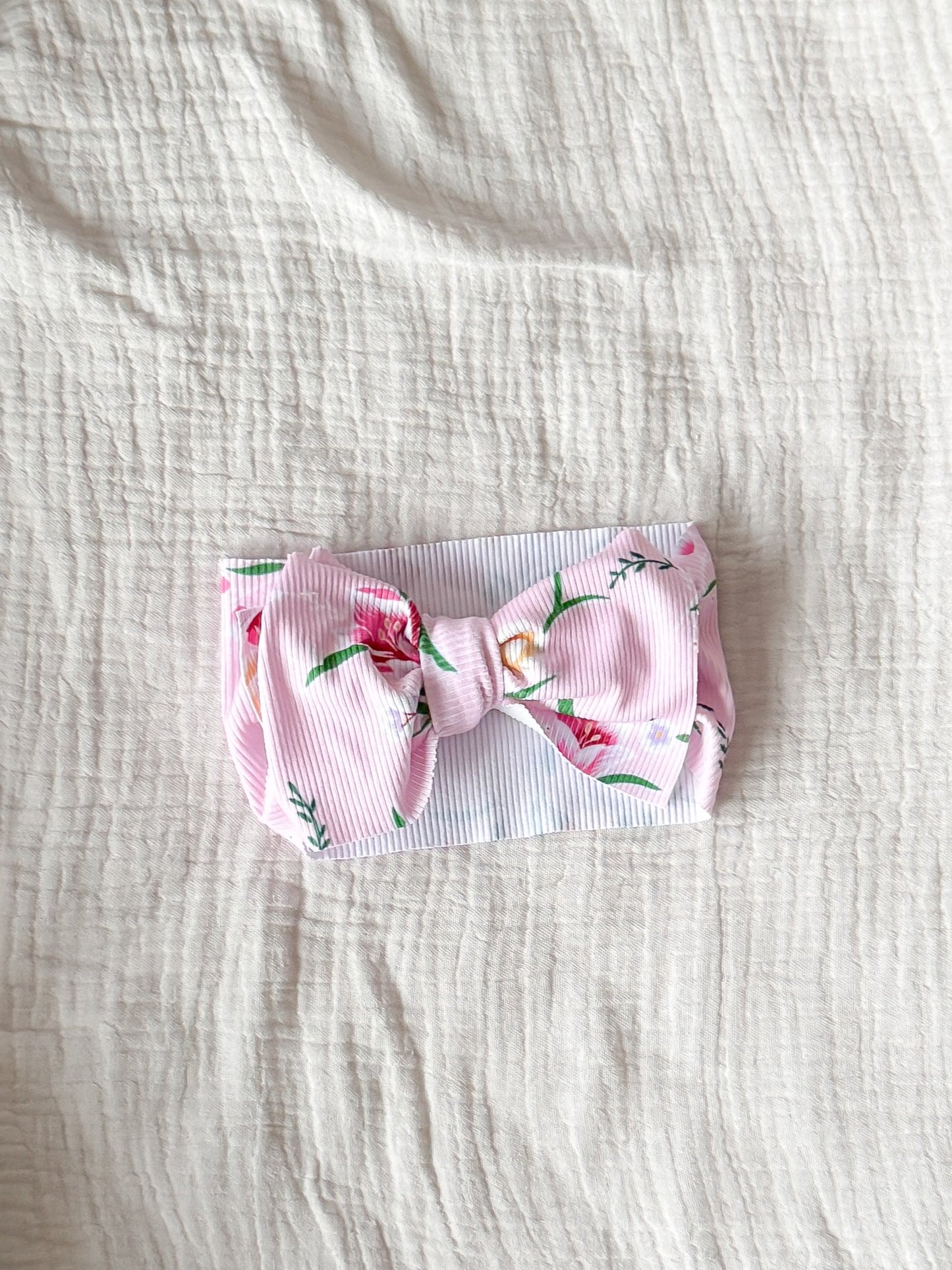 Pink Blossom High Waist Rib Knit Bummies & Bow