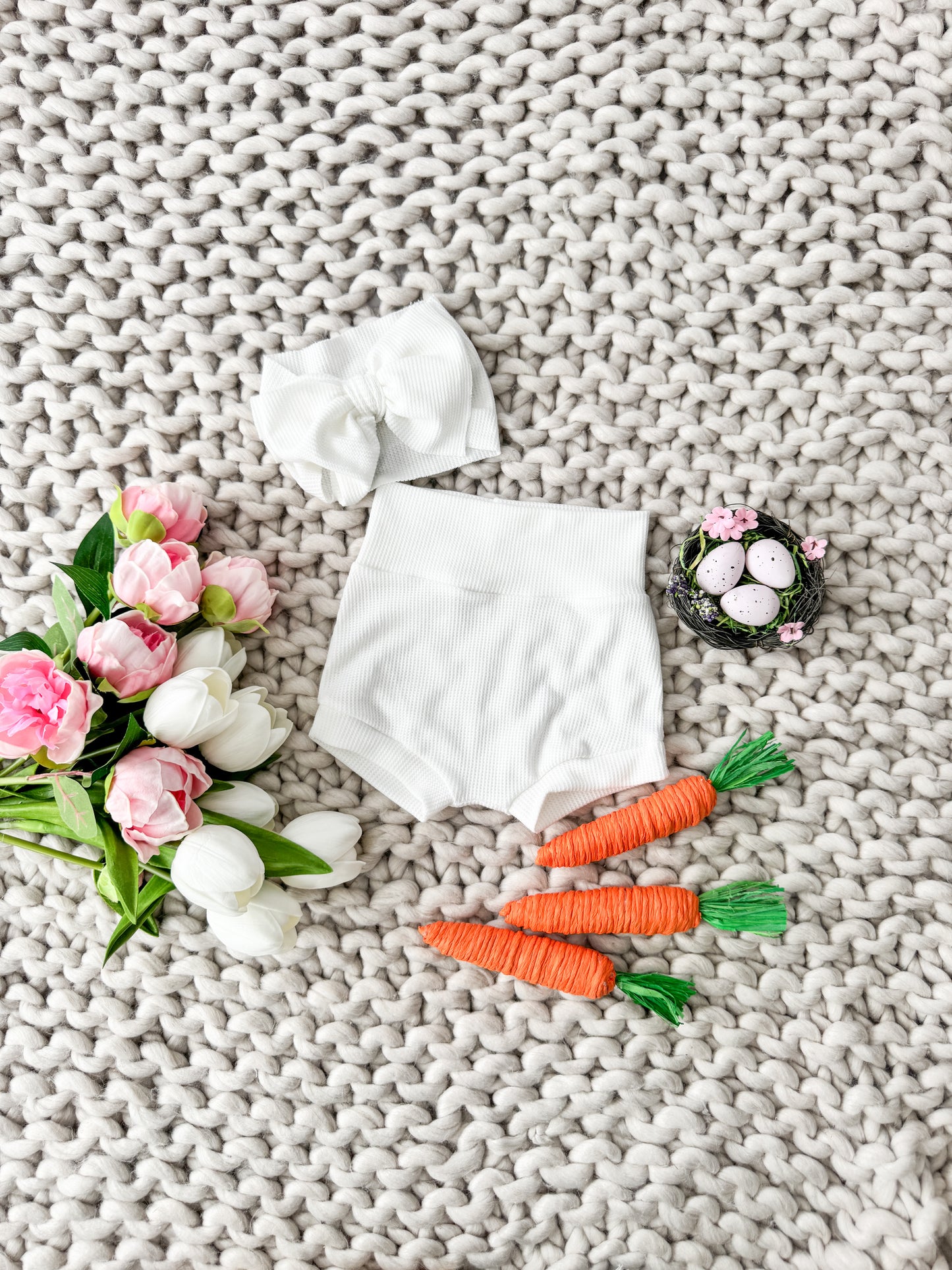 Cloud Waffle Knit Bummies & Headbow