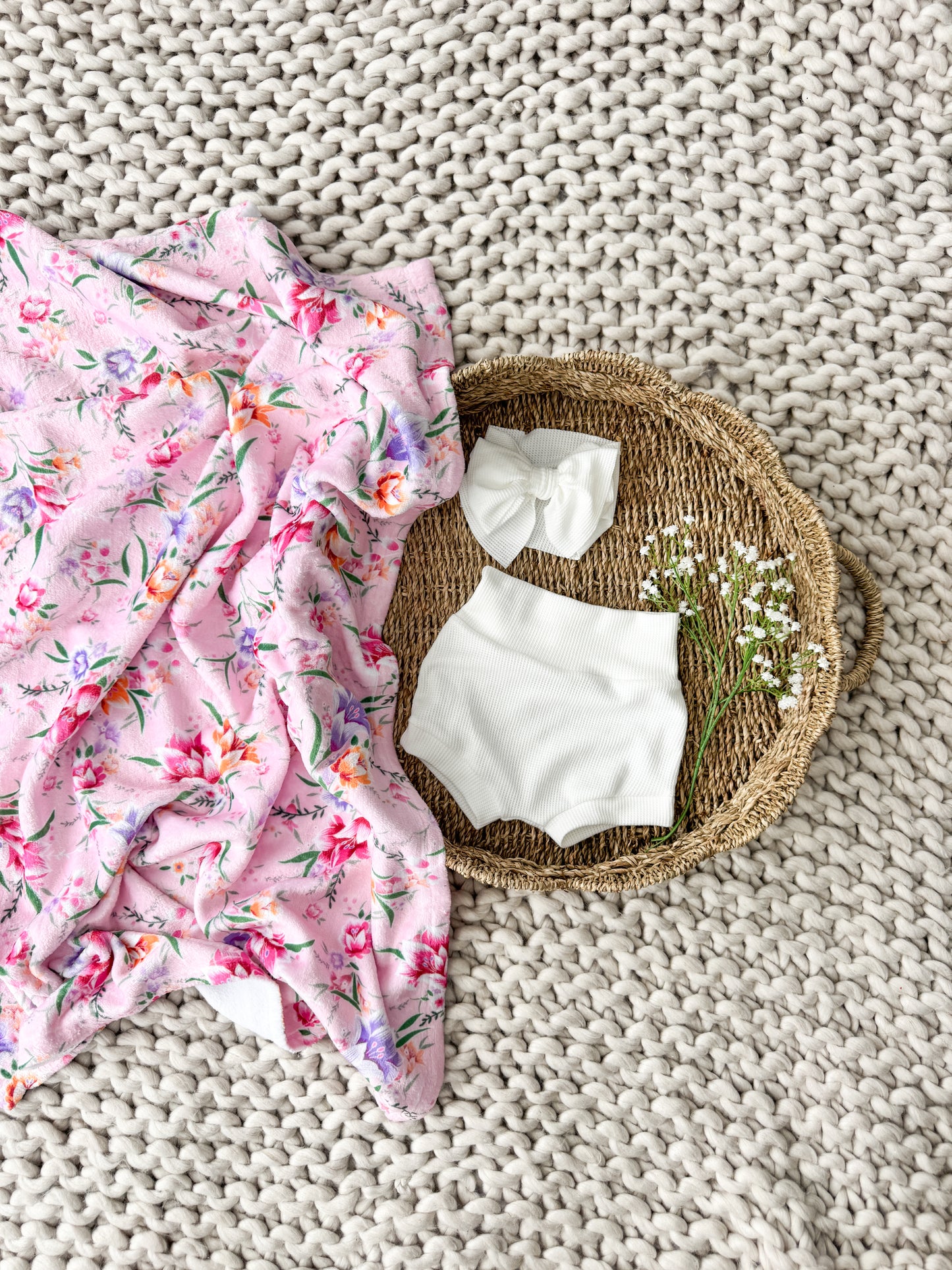 Cloud Waffle Knit Bummies & Headbow