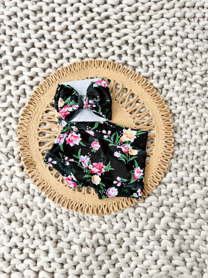 Raven High Waist Rib Knit Bummies & Bow