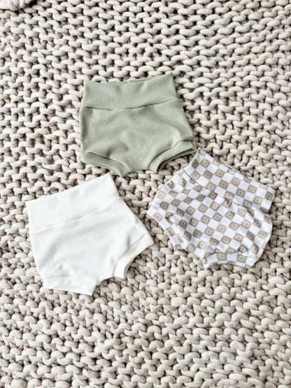 Sage High Waist Waffle Knit Bummies & Bow