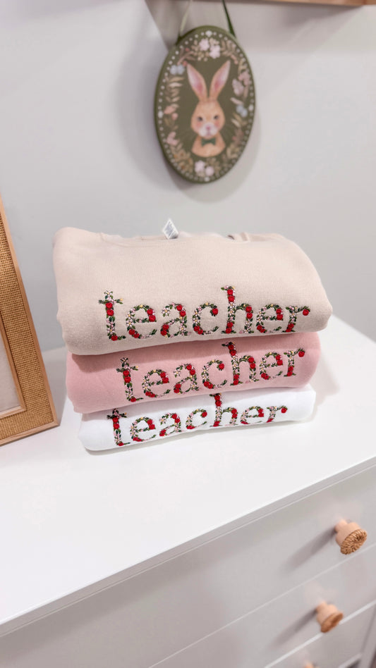 Embroidered Teacher Sweater