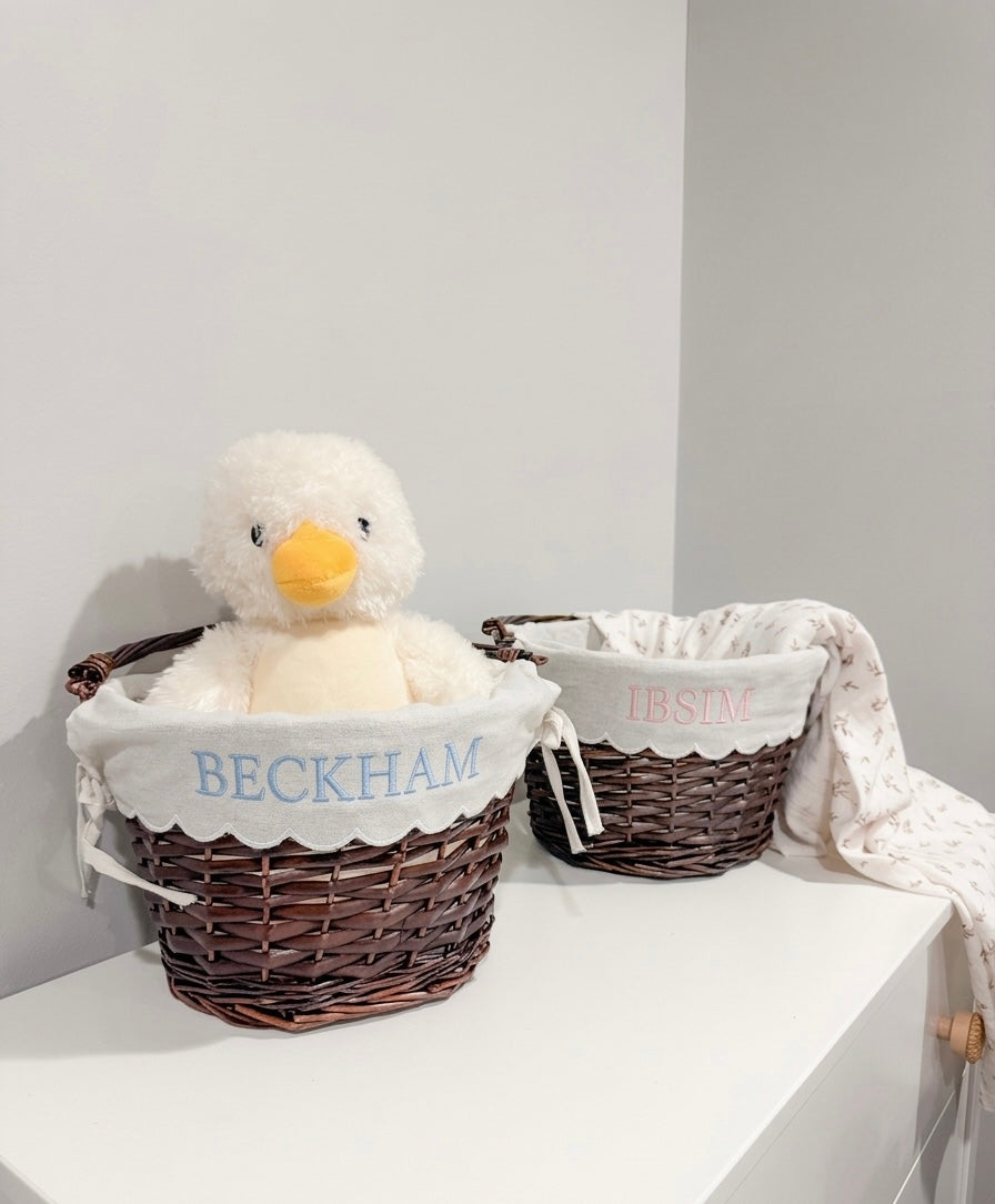Personalized Scalloped Wicker Basket
