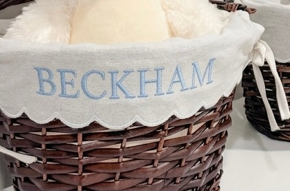 Personalized Scalloped Wicker Basket
