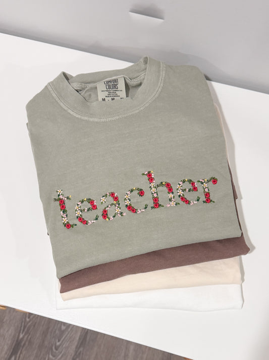Embroidered Teacher T-shirt