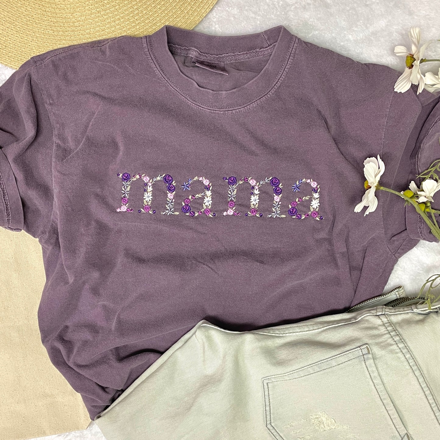 Floral Mama Embroidered T-shirt